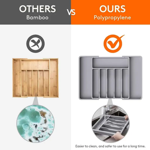 ถาดลิ้นชักเก็บช้อนส้อมพลาสติกปรับได้ขยายได้ถาดเก็บมีดสำหรับส้อมมีด - Product Image 4