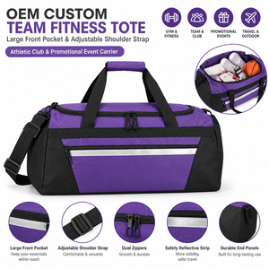 OEM Custom Team Fitness Tote , Large Front Pocket & Adjustable Shoulder Strap , Athletic Club & Promotional Event Carrier - Product Image 1