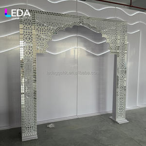LEDA Custom Indian Moroccan Style <b>Wedding</b> Stage Backdrop White Sequins Acrylic <b>Arch</b> Hollow Bridal New Arrival - Product Image 2