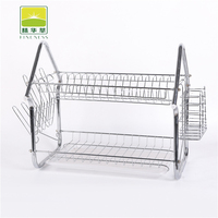 304 acier inoxydable Double couche bol de rangement support cuisine Organisation métal vidange étagère assaisonnement plats étagère de rangement Double