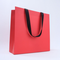 Einfarbige Matte Papiertüte Wiederverwendbare Recycelte Materialien Geschenktasche Kontrastfarbener Bandgriff Minimalistische Luxus Hochwertige Verpackung