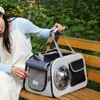 Sac de transport portable pour chat et chien en tissu Oxford, style capsule, sac à bandoulière, grande capacité, respirant, capacité de 13 kg, pour les sorties