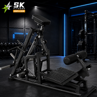 Machine à Rameuse T-Bar à Charge Libre SK Commercial avec Support Poitrine et Trois Poignées pour Entraînement de Force du Dos et des Bras, Équipement de Sécurité en Acier