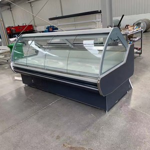Vitrine réfrigérée commerciale 3750 mm, refroidissement par <span class=keywords><strong>air</strong></span>, sans givre, porte vitrée incurvée, pour la présentation de viande - Product Image 2