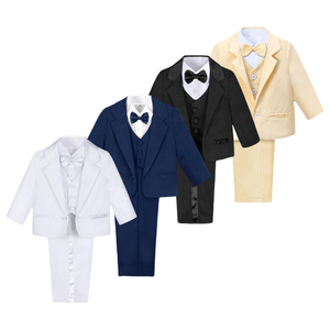 Vêtement de cérémonie pour garçon, costume de baptême blanc, veste, chemise, nœud papillon, <span class=keywords><strong>pantalon</strong></span>, costume de mariage pour tout-petit, vente en gros - Product Image 1