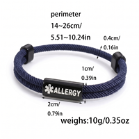 Bracelet anti-allergie en acier inoxydable avec barre gravée en or 18 carats et cordon en nylon double tressé pour hommes et femmes