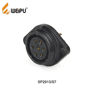 Weipu SP2913/<span class=keywords><strong>S</strong></span> IP68 conector impermeable, 7, 8 9 10 12 16 17 20 24 26pin 2-agujero de tuerca de brida de plástico con tapa - Product Image 1