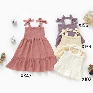 Vestitino Estivo per Bambine 100% <span class=keywords><strong>Cotone</strong></span> Organico, Abito con Spalline Sottili in <span class=keywords><strong>Mussola</strong></span>, Grazioso Abito a Canotta - Product Image 3