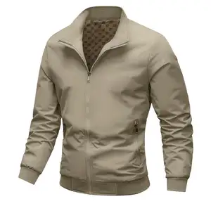 Custom Logo Clothes Men's Jacket Windproof Autumn Long Sleeve Casual Jacket Coat Big Size Stand Collar Jacket