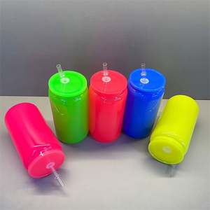 Bière Offre Spéciale Potable En Plastique 16Oz Coloré Couleur Unie Noir En Plastique Canette De Bière Avec Couvercle - Product Image 3