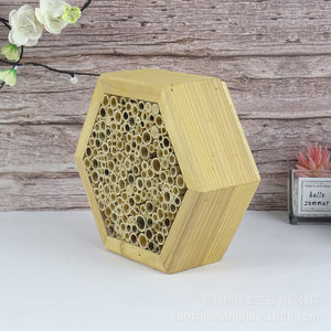 Nichoir à insectes en bois 20x7cm, maison hexagonale pour abeilles, pour jardin et usage extérieur - Product Image 3