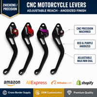 Leviers de frein et d'embrayage de moto en aluminium Zhicheng, réglables MIN/MAX, creux, légers, ergonomiques, pour la course