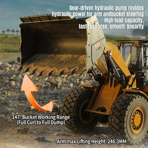 <span class=keywords><strong>KABOLITE</strong></span> <span class=keywords><strong>K966</strong></span> 1:16 Chargeuse sur pneus hydraulique en métal moulé sous pression, camion d'ingénierie sans balais, modèle de loisir radiocommandé RC, bulldozer - Product Image 4
