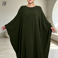 Ensemble 2 pièces Abaya Hijab en crêpe uni coupe droite, style papillon, personnalisé OEM, modeste, adapté à la maternité et à l'allaitement, pour la prière des femmes musulmanes