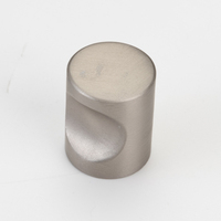 Bouton cylindrique moderne en aluminium anodisé, finition argent brossé et noir mat, pour armoire