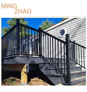 Instalación simple guardia profesional fabricante Villa calidad exterior aluminio escalera barandilla balaustre