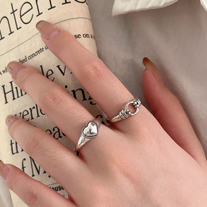S925 Sterling Silver Heart Shape <b>Ring</b> <b>Open</b> Design For Women Everyday Wear - Product Image 3