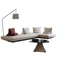 Modernes Italienisches Minimalistisches Konvertierbares L-förmiges Modulares Sofa-Set mit Echtleder-Bezug, Umweltfreundlich und Langlebig für Kleine Räume