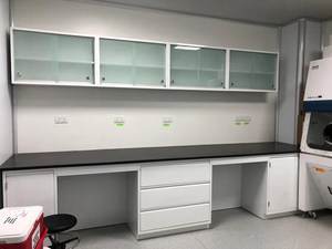 化学教室実験室作業ベンチモジュール鋼と木材耐薬品性実験台シンク付き - Product Image 4