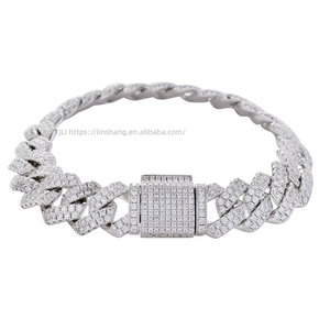 13Mm Hip Hop <b>Cuban</b> <b>Chain</b> Men's, White and Zirconium Full Zirconium Men's Bracelet Tanjing Fashion Lijing Necklace - Product Image 4