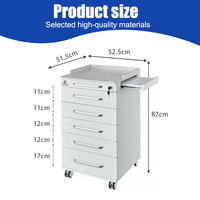 Armoire mobile dentaire peu encombrante avec table de travail coulissante et 5 tiroirs pour instruments médicaux