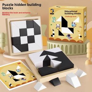 Puzzle Bianco e Nero Giocattolo Educativo per Bambini 5-7 Anni Blocchi di Costruzione in Plastica Gioco da Tavolo Interattivo Genitore-Figlio Nascosto - Product Image 1