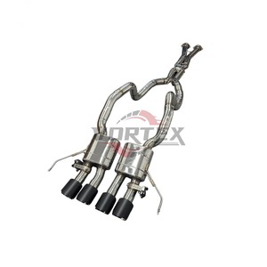 Échappement arrière à soupapes en acier inoxydable Vortex pour Corvette C7 6.2L avec tube intermédiaire en X et embouts centraux quadruples en carbone - Product Image 4