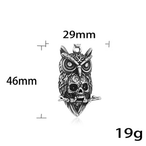 Collar Unisex de Acero Inoxidable con Colgante de Calavera de Búho, Diseño Geométrico de Animal 19022 - Product Image 3