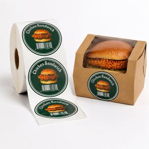 Etiquetas de Papel Autoadhesivas Personalizadas, Impermeables y Ecológicas para Empaque de Sándwiches de Pollo, con Código de Barras, Fuerte Adhesión, Digitales - Product Image 1