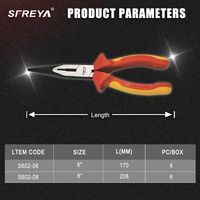 Pince à bec long isolée SFREYA S602 VDE 1000V, pince à bec fin 6/8 pouces, haute résistance d'isolation, outil léger