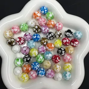50 Stück/Beutel 16 mm Zerdrückte Formen dicke runde lose Perlen Kiesel-Creme-Gelee-Acryl-Perlen für DIY-Schmuckherstellung Großhandel