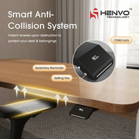 Bureau de jeu électrique intelligent HENVO en acier, réglable en hauteur, assis-debout, avec mémoire de position et anti-collision, pour la maison