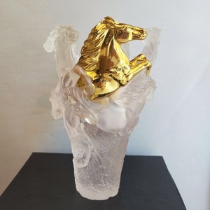 Wedding Centerpieces White Amber Cylinder Floral Art Glass Daum Crystal Vases,glass vase wholesale gift handmade custom gift box