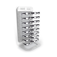 Présentoir de lunettes moderne personnalisé présentoir de plancher de magasin de lunettes en bois acrylique de plexiglas avec miroir