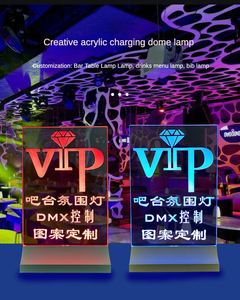 ป้ายเมนูอะคริลิคแบบตั้งโต๊ะ ควบคุมด้วย DMX 15 สี พร้อมโลโก้ OEM สำหรับบาร์ ร้านคาราโอเกะ ร้านอาหาร และโรงแรม - Product Image 2