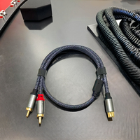 Chapado en Oro 1 RCA hembra a 2 RCA macho Audio estéreo Y adaptador divisor 3M Cable para amplificador de altavoz de coche y cámara