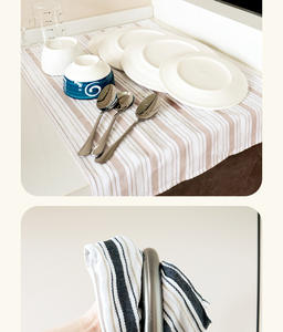 منشفة مطبخ قطنية مربعة بنمط نورديك جديد، قماش مخطط مصبوغ بالغزل، منشفة شاي، وسادة تنظيف، منشفة أطباق، إكسسوار للقهوة والشاي - Product Image 6