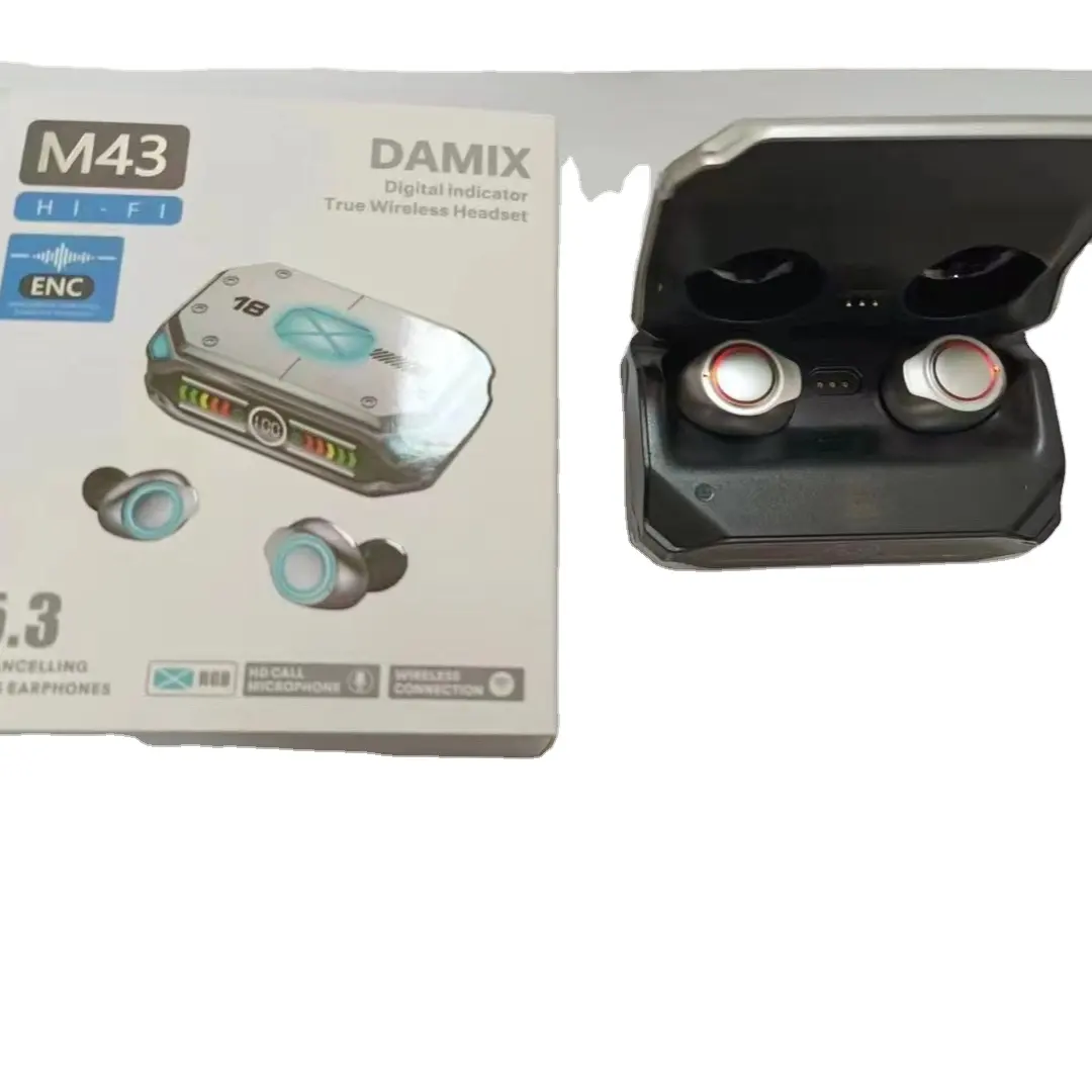 Écouteurs de jeu M43 TWS True Wireless Headphone Écouteurs sans fil Colorful LED Display Gaming In-ear Headphones