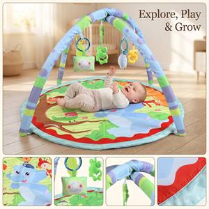 Tapete de Actividades Vibrante para Bebés con Diseño de Elefante, 5 en 1, Acolchado, con <span class=keywords><strong>Arcos</strong></span> de Descubrimiento Suaves y Juego de Juguetes Colgantes de Animales - Product Image 4