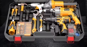 Outils de quincaillerie ménagers, coffret d'outils multifonctionnel avec perceuse et perceuse à percussion - Product Image 3