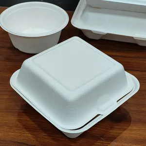 Takeaway Bagasse Sugarcane Boxes for food Microwave and Freezer Safe