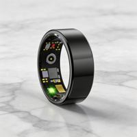 Bague connectée étanche IP68 avec suivi de la fréquence cardiaque, de l'oxygène sanguin (SpO2) et du sommeil, livrée avec étui de charge en option