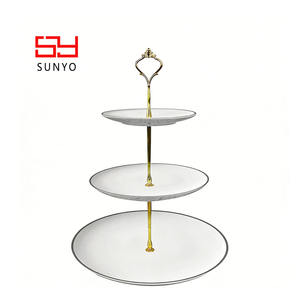 Offre Spéciale – Présentoir Créatif en Céramique et <span class=keywords><strong>Porcelaine</strong></span>, Compatible Lave-Vaisselle, Blanc, Double, Triple ou Quatre Niveaux, pour Fruits, Gâteaux et Snacks - Product Image 2