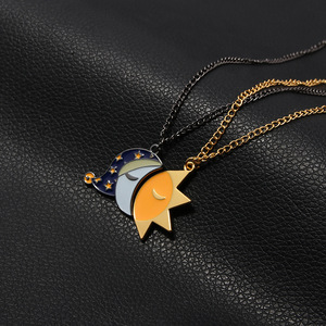 Collier d'amitié soleil et lune unisexe avec perle et émail <span class=keywords><strong>FNaF</strong></span>, bijou fantaisie, cadeau pour hommes, femmes, fans, filles, garçons - Product Image 3