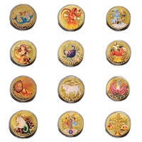 Douze constellations personnalisées à collectionner 12 pièces du zodiaque plaquées or à vendre