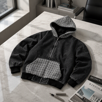 Blouson Bomber Boxy en Toile de Canard Personnalisé par l'Usine OEM, Veste de Travail avec Capuche et Fermeture Éclair, Blouson en Jean pour Hommes