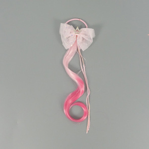 Cola de Caballo Ombre con Lazo de Tul, Lentejuelas, Cuentas y Cinta, Corona Elástica para el Cabello, Accesorios para el Cabello de Niñas para Disfraces de Princesa y Fiestas - Product Image 3