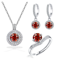 Conjunto de Joyería de Plata S925 con Moissanita de Corte Brillante Certificada GRA, Anillo Abierto y Cadena para Mujer, Regalo de Joyería Fina y Elegante