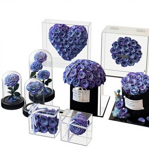Rosa Galaxia de Flor Eterna en Caja de Regalo con Forma de Cubo, Embalaje en Cúpula, Regalo para el Año Nuevo Chino y San Valentín - Product Image 1