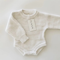 Nouveautés Pull pour bébé garçon en tricot strié personnalisé en coton 100% à manches longues avec bordure en fourrure épaisse Printemps Été